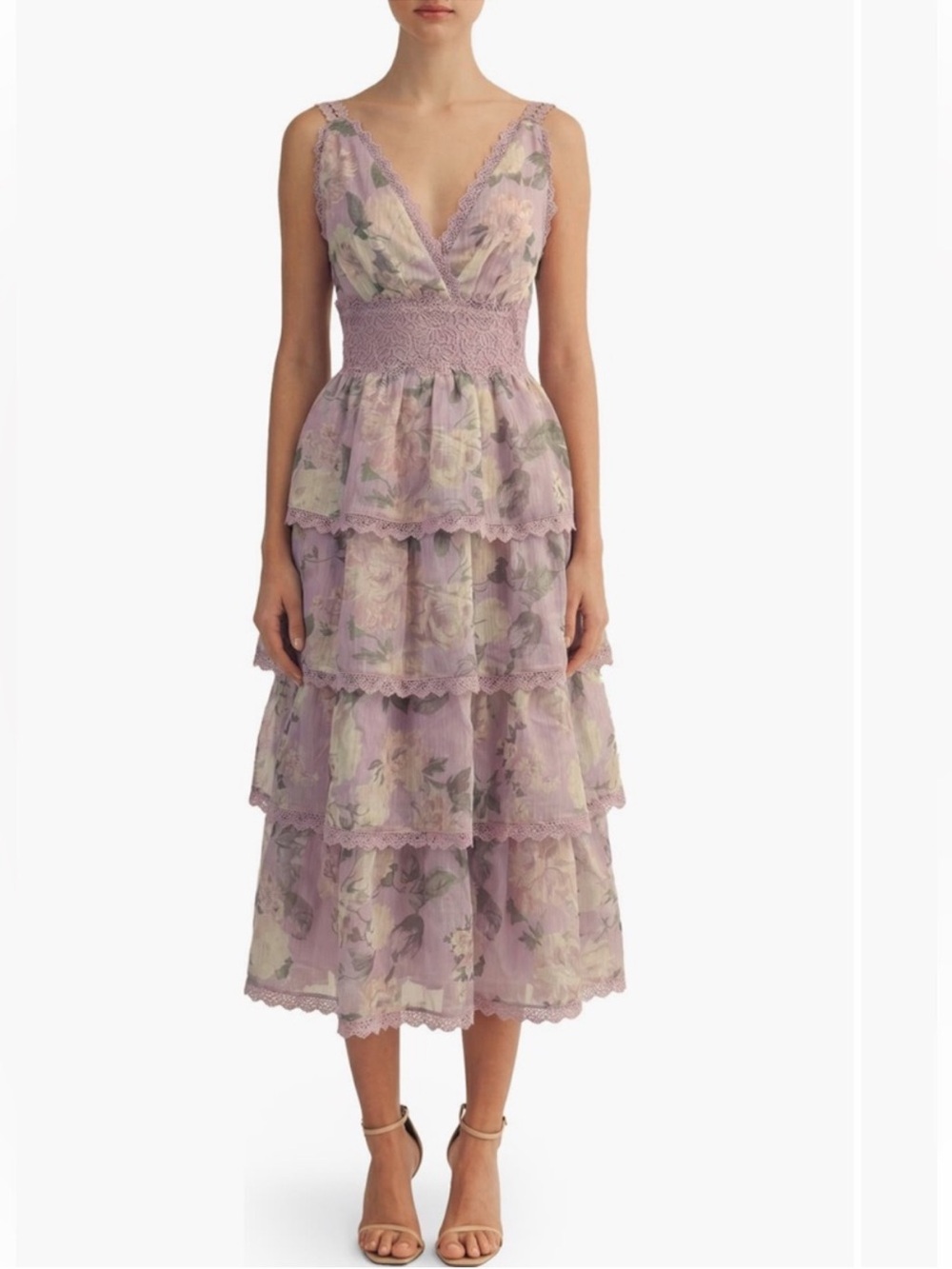 Arose Studio Sylvie Layered Ruffle Sleeveless Maxi Dress
